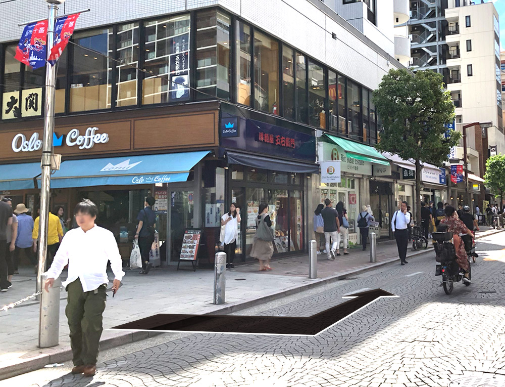 「Oslo coffee」を左に曲がり麻布十番商店街の中に入って行きます。